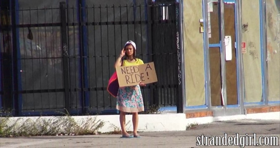 Cute amateur teen whore fucks in public