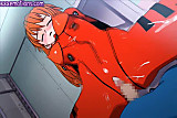 Animated babe in red getting pumped