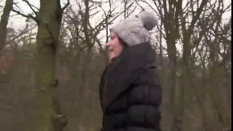 Brunette in pantyhose fucks in woods