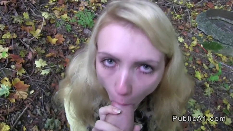 Blonde Czech babe fucking outdoors pov
