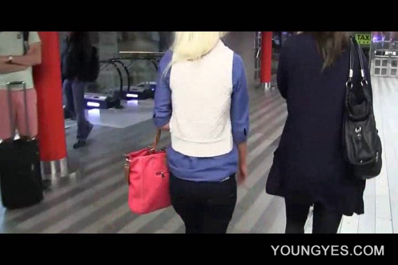 Blonde sweetheart playing dress up and flashing little 