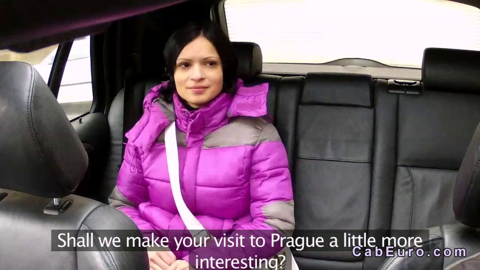 Busty babe gives titsjob in fake taxi in public