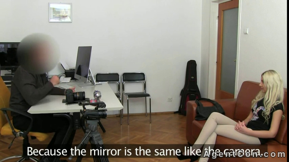 Sexy blonde amateur masturbates on couch