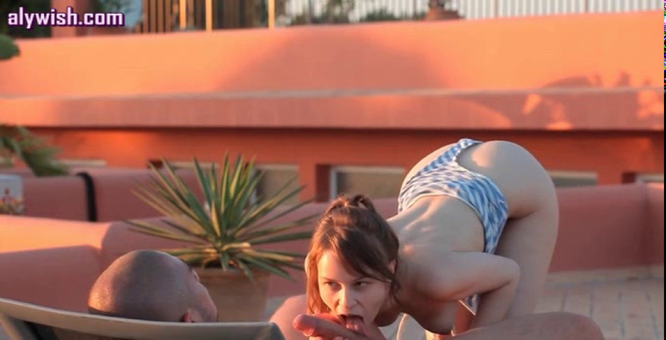 Beautiful girl gives fellatio