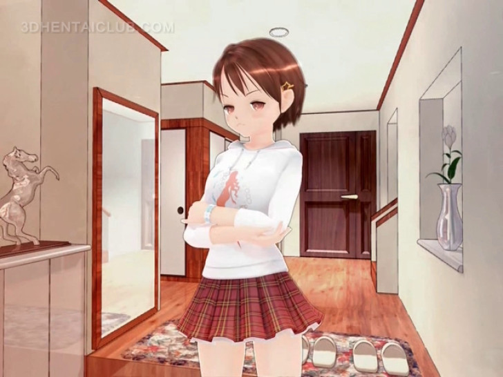 Innocent anime sweetie showing undies upskirt