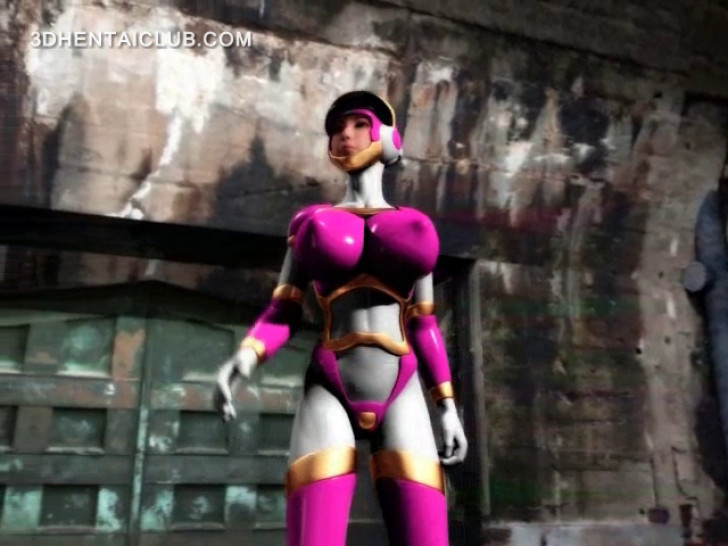 Big boobed anime hero super hot in tight costume