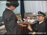Air hostess in uniform fuck pilot