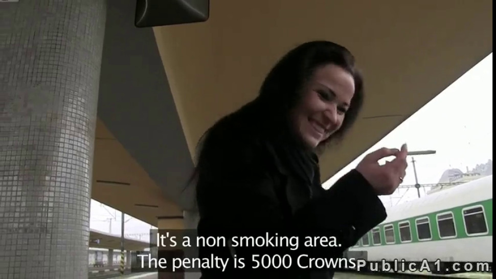 Brunette gets fucked in basement of train station